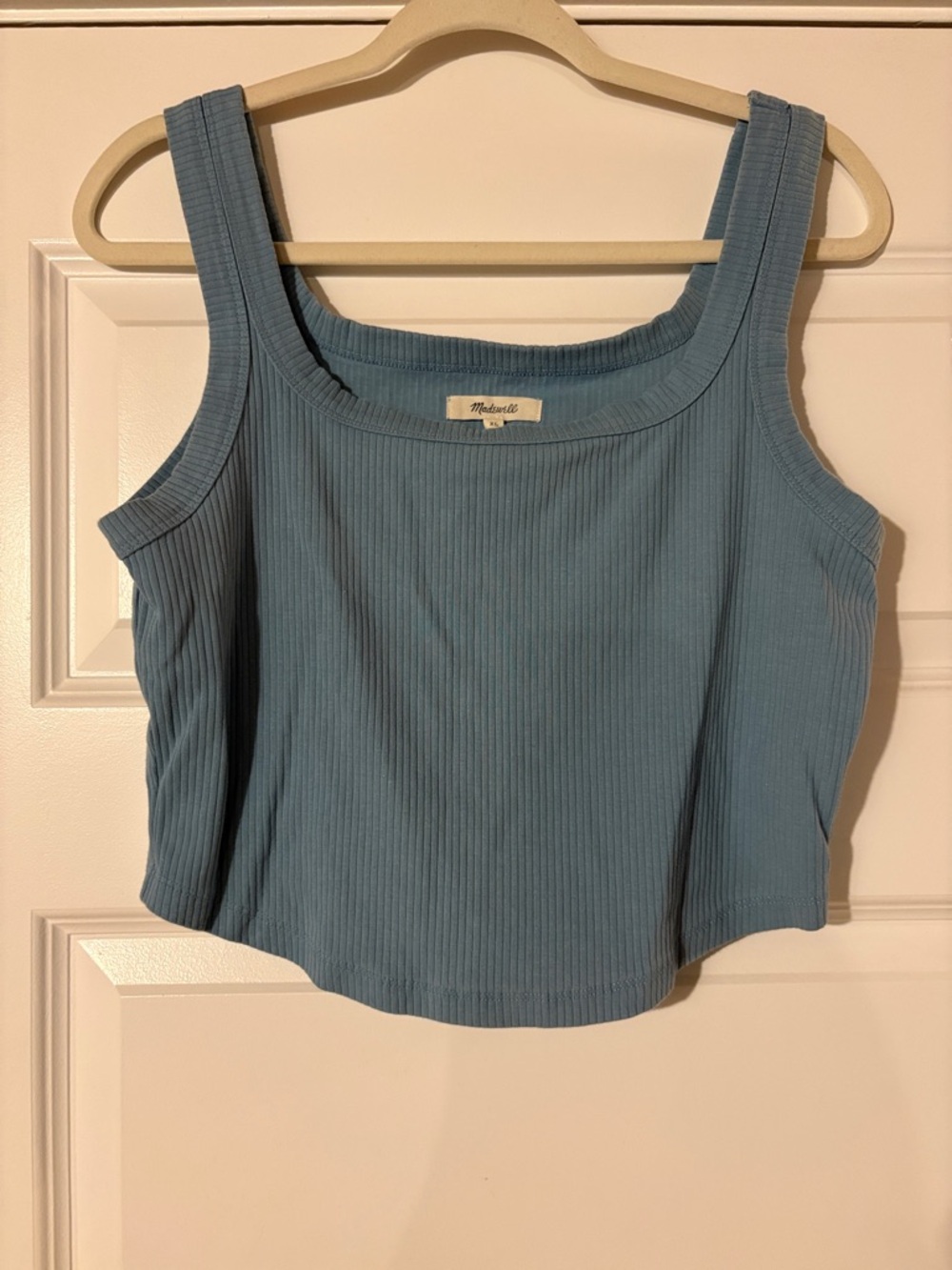 Madewell Dusty Blue Ribbed Square-Neck Tank